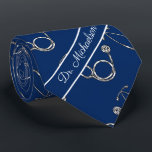 Medical Doctor Stethoscope Pattern Physician Blue Tie<br><div class="desc">This design is great for doctors,  nurses,  physicians,  and any many other medical practitioners. The stethoscope patterns sits on top of a blue background,  and at the bottom of the tie is a space to add the name of the person wearing the tie.</div>