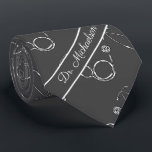 Medical Doctor Stethoscope Pattern Physician Grey Tie<br><div class="desc">This design is great for doctors,  nurses,  physicians,  and any many other medical practitioners. The stethoscope patterns sits on top of a dark grey background,  and at the bottom of the tie is a space to add the name of the person wearing the tie.</div>