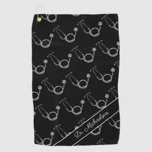 Medical Doctor Stethoscope Pattern Physician Name Golf Towel