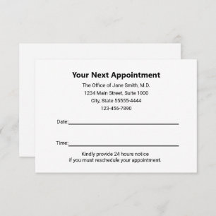 Medical Doctor Your Appointment Reminder White Card