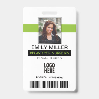 Medical employee id lime green photo template badge