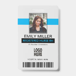 Medical employee id, logo blue photo template ID badge
