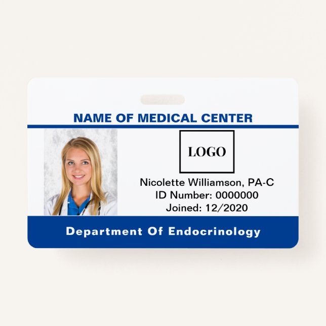 Medical Employee Logo Photo Barcode ID ID Badge (Front)