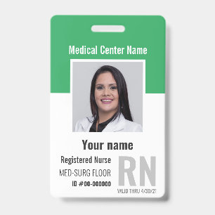 Medical Employee Photo Bar-Code Logo Name ID Badge