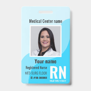 Medical Employee Photo Bar-Code Logo Name ID Badge