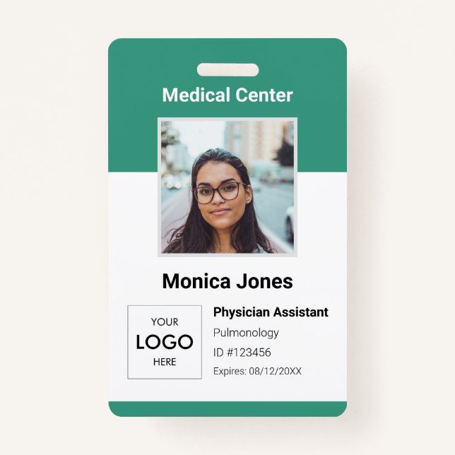 Medical Employee Photo QR Code Badge ID Badge (Front)
