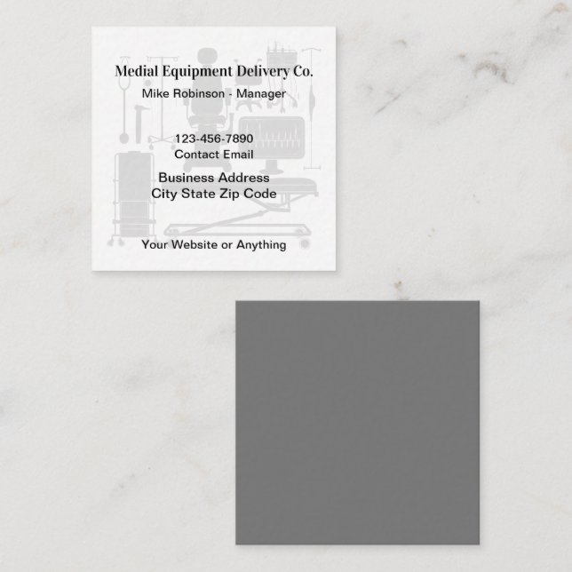 Medical Equipment Delivery Supplier Square Business Card (Front/Back)