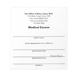 Medical Excuse Doctor's Note Black White Template