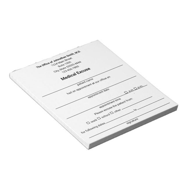 Medical Excuse for Patient Doctor's Note Template (Angled)