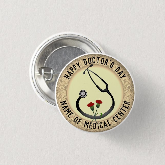 Medical Facility Doctor's Day Stethoscope  3 Cm Round Badge (Front & Back)