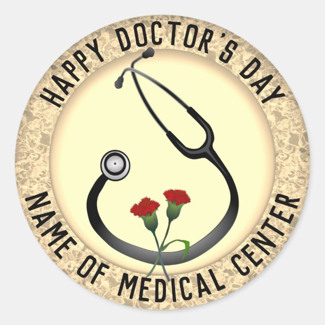 Medical Facility Doctor's Day Stethoscope  Classic Round Sticker (Front)