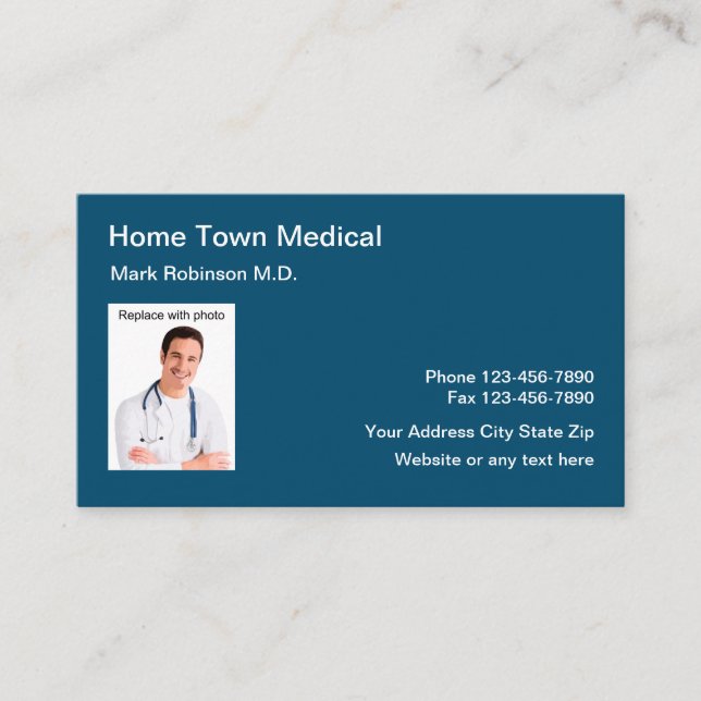 Medical Family Doctor Photo Template Business Card (Front)