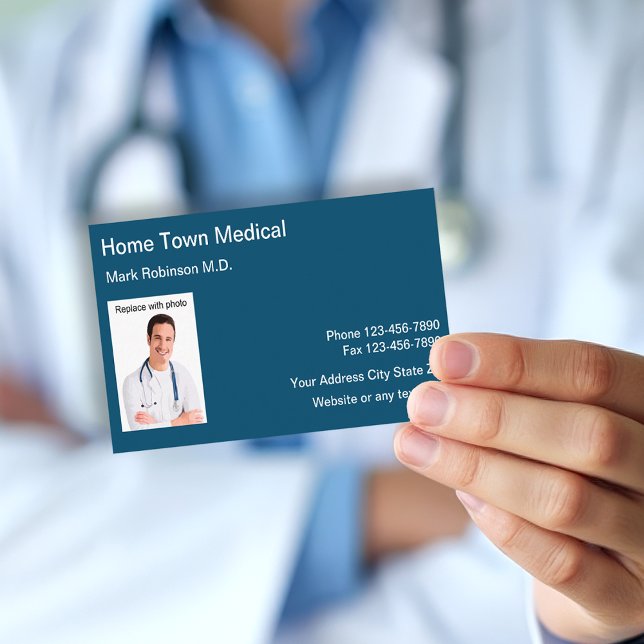 Medical Family Doctor Photo Template Business Card (Creator Uploaded)
