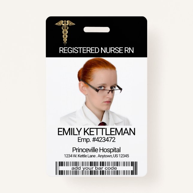 Medical Field Photo Badge - Gold Logo ID Badge (Front)