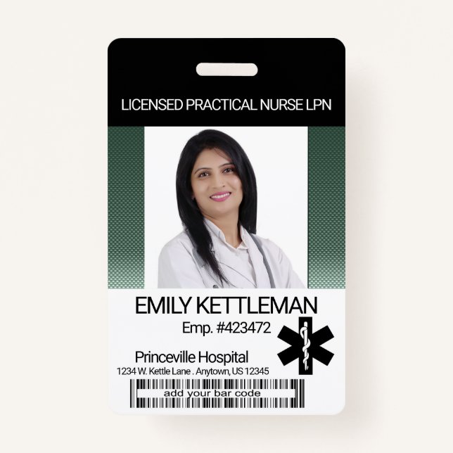 Medical Field Photo Badge - Green ID Badge (Front)