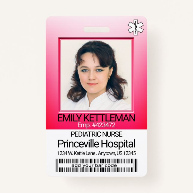 Medical Field Photo - Nurse - Pink ID Badge (Front)