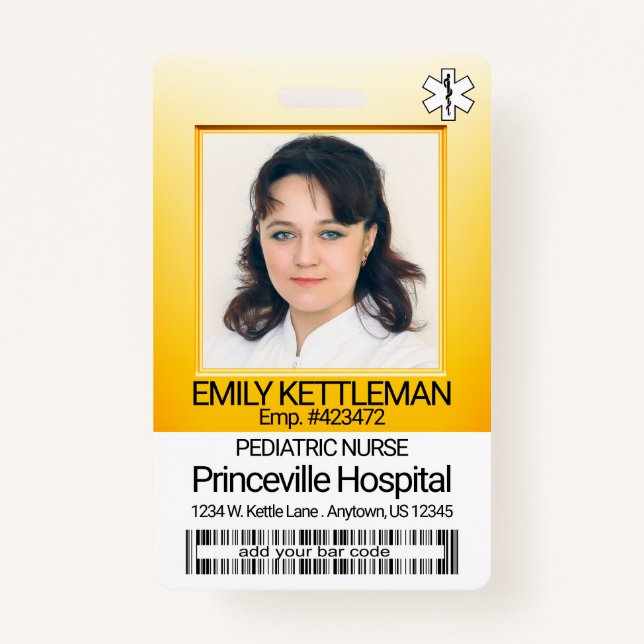 Medical Field Photo - Nurse - Yellow ID Badge (Front)