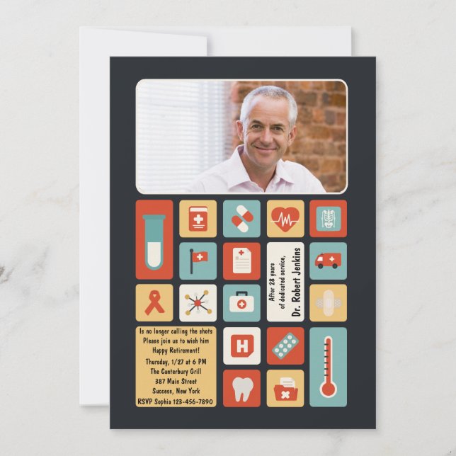Medical Field Retirement Photo Invitation (Front)