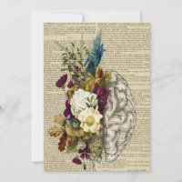 medical floral brain anatomy poster