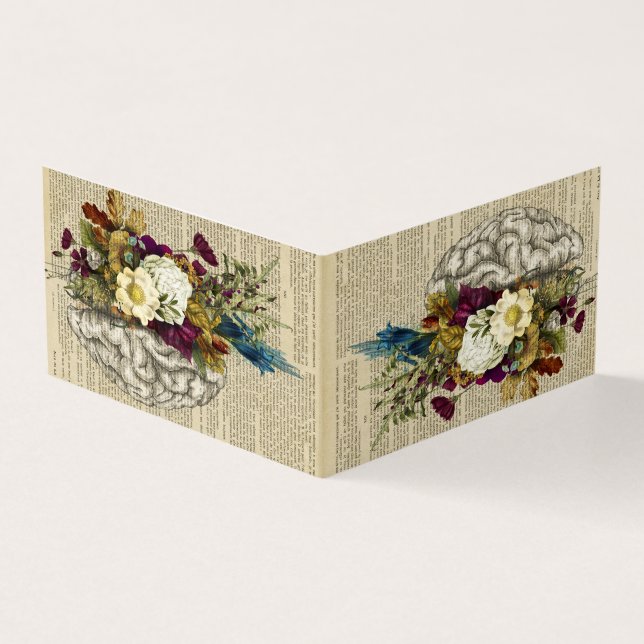 medical floral brain anatomy poster business card (Outside)
