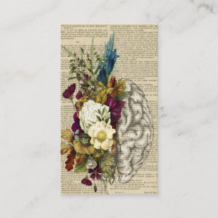 medical floral brain anatomy poster business card