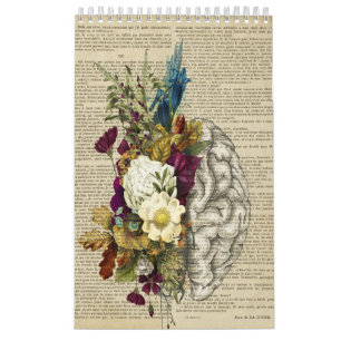 medical floral brain anatomy poster calendar