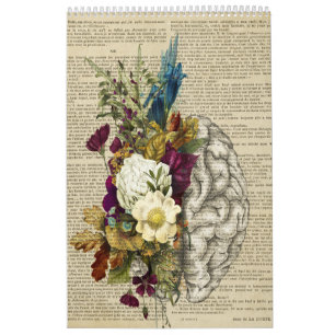 medical floral brain anatomy poster calendar