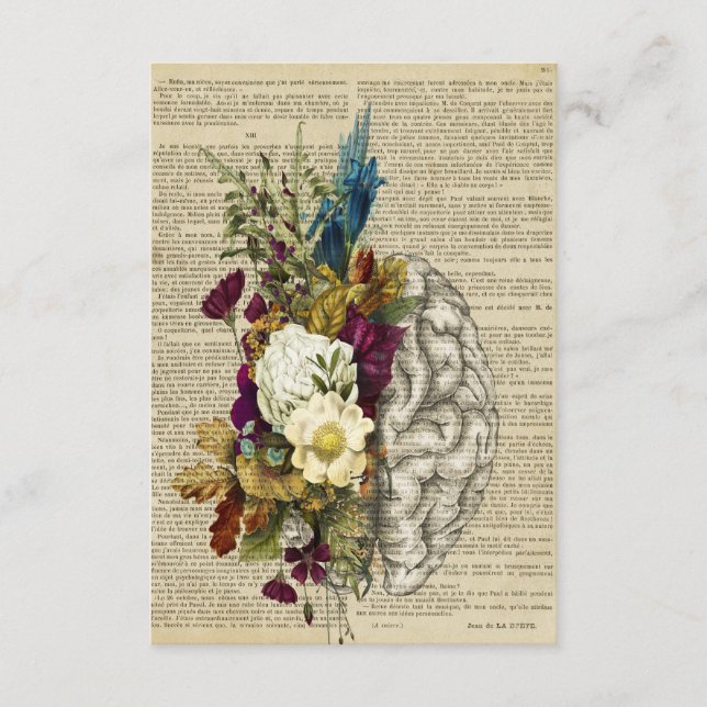 medical floral brain anatomy poster enclosure card (Front)