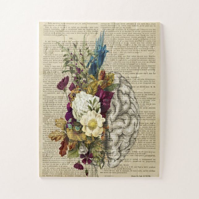 medical floral brain anatomy poster jigsaw puzzle (Vertical)