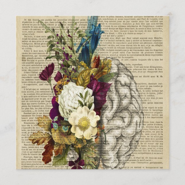 medical floral brain anatomy poster menu (Front)