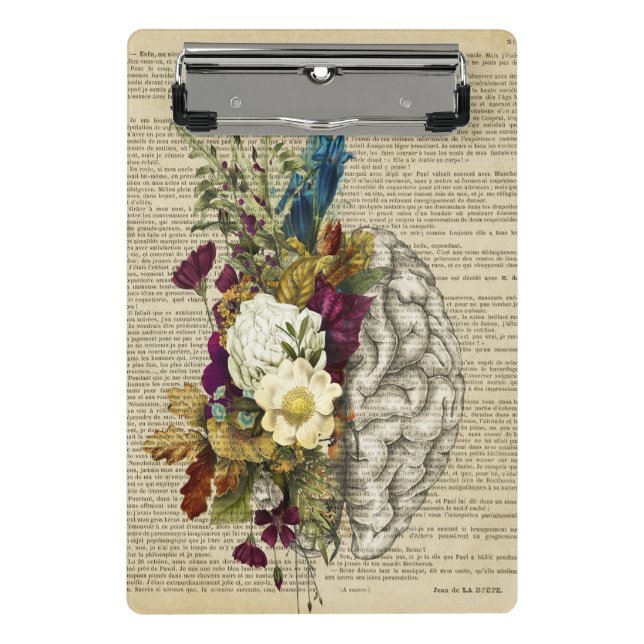 medical floral brain anatomy poster mini clipboard (Front)