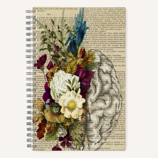 medical floral brain anatomy poster notebook (Front)