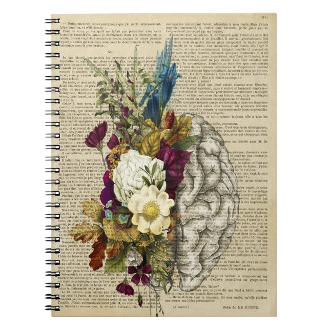 medical floral brain anatomy poster notebook (Front)