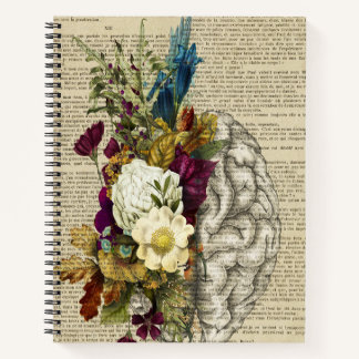 medical floral brain anatomy poster notebook