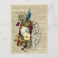 medical floral brain anatomy poster
