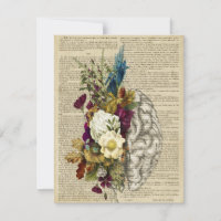 medical floral brain anatomy poster