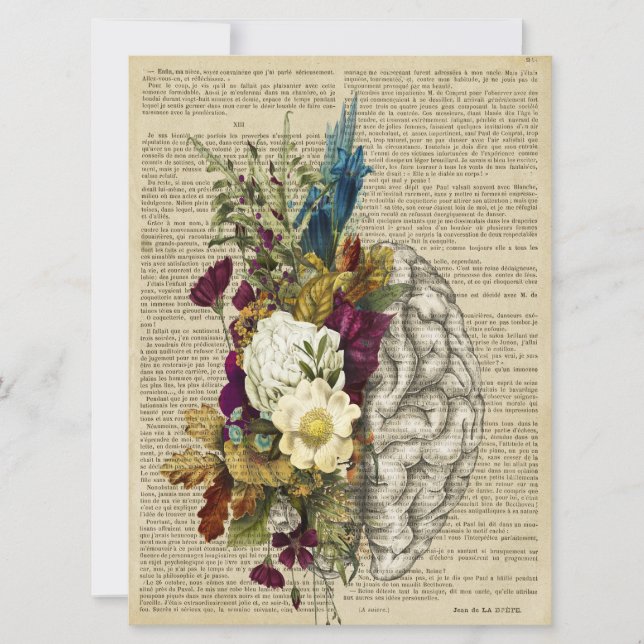 medical floral brain anatomy poster save the date (Front)