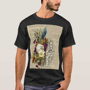 medical floral brain anatomy poster T-Shirt