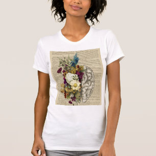 medical floral brain anatomy poster T-Shirt