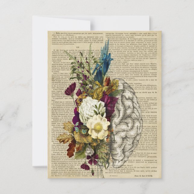 medical floral brain anatomy poster thank you card (Front)