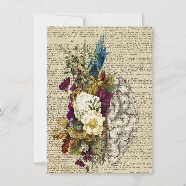 medical floral brain anatomy poster thank you card (Front)