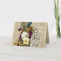 medical floral brain anatomy poster