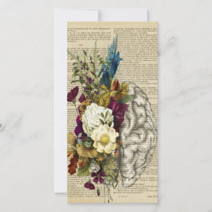 medical floral brain anatomy poster thank you card