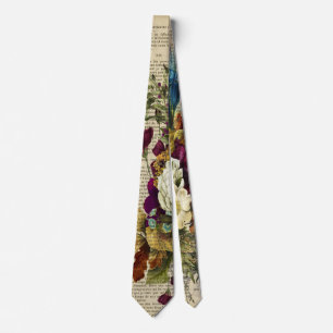 medical floral brain anatomy poster tie