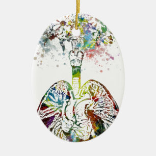 Medical Gifts Heart and Lungs Motif Ceramic Ornament