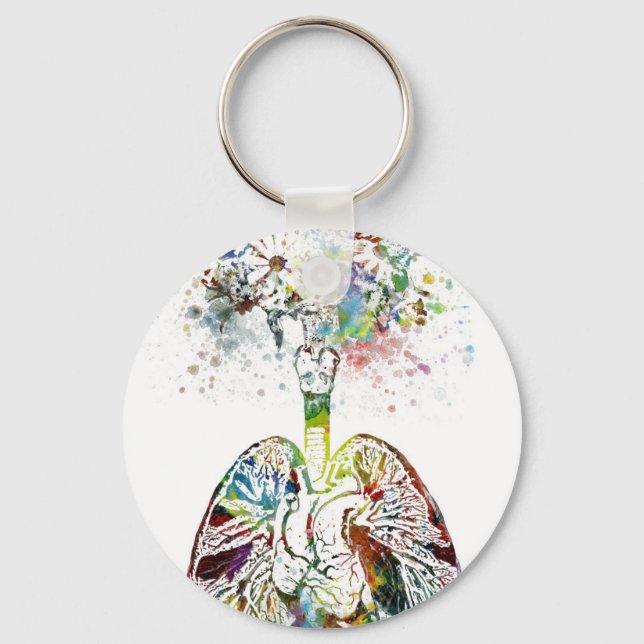 Medical Gifts Heart and Lungs Motif Key Ring (Front)