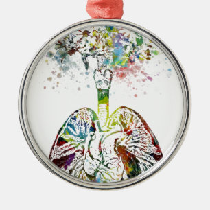 Medical Gifts Heart and Lungs Motif Metal Ornament