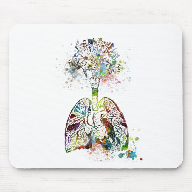 Medical Gifts Heart and Lungs Motif Mouse Pad (Front)