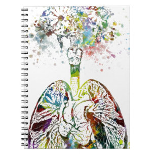 Medical Gifts Heart and Lungs Motif Notebook