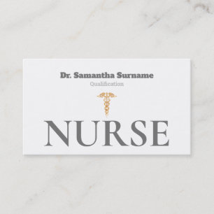 Medical gold caduceus gray white nurse business card